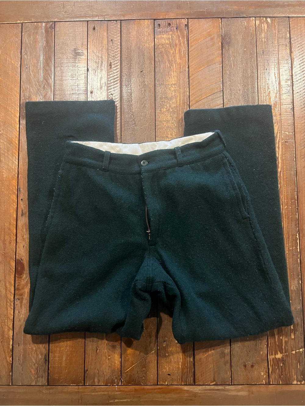 Men's Dark Green Wool Pants - Classic Casual Wear Johnson Woolen Mills